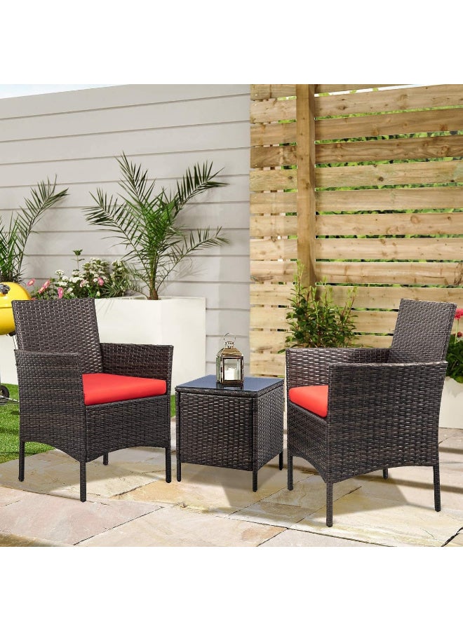 طقم راتان بيور مكون من 2 كرسي وترابيزة بهيكل معدن مدهون الكتروستاتيك وقماش جاكوار مقاس الكرسي 50×50 ارتفاع 90 سم وترابيزة 40×40 ارتفاع 50 سم - Image 3